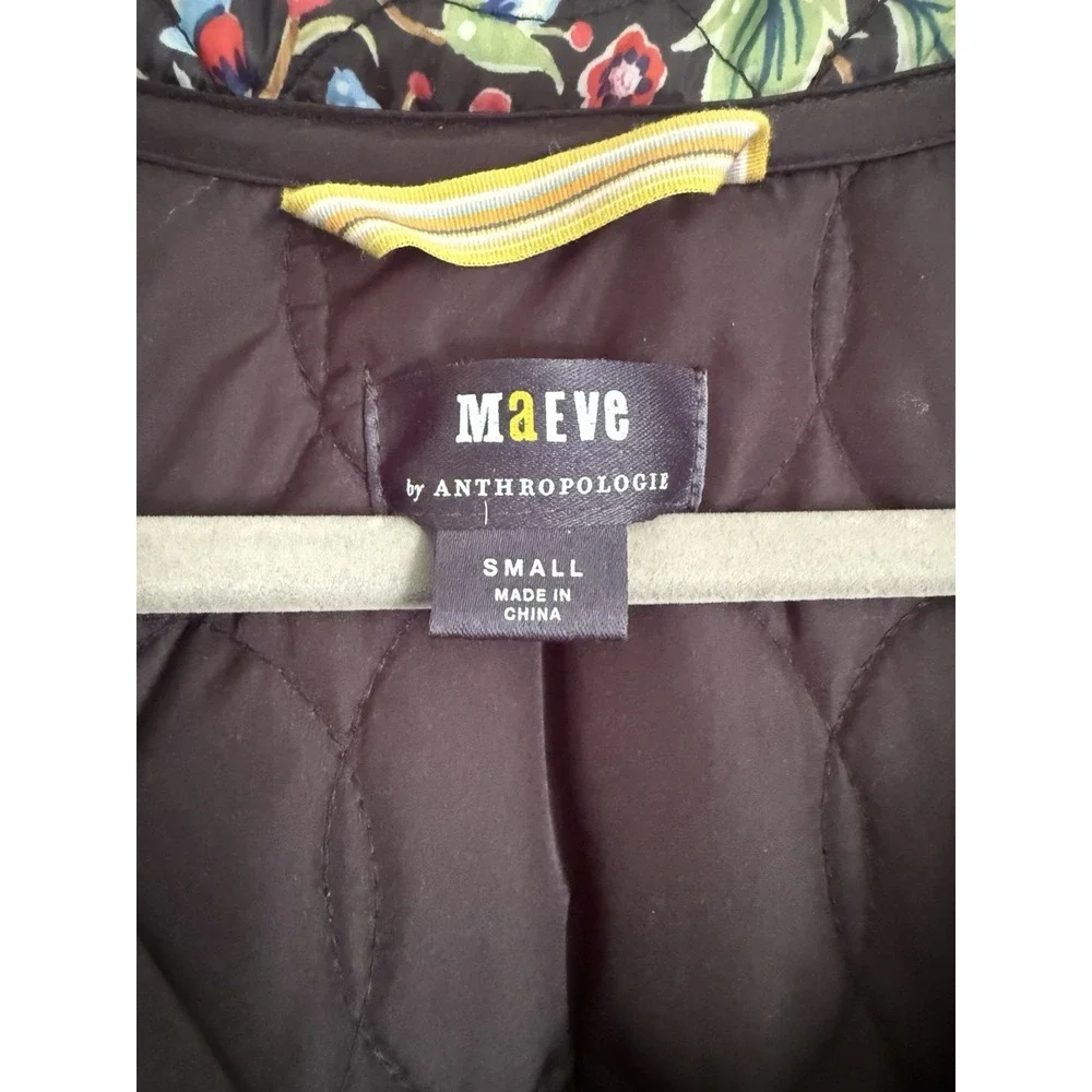 Maeve by Anthropologie Floral Quilted Puffer Jacket Hooded Coat Size Small - Picture 3 of 4